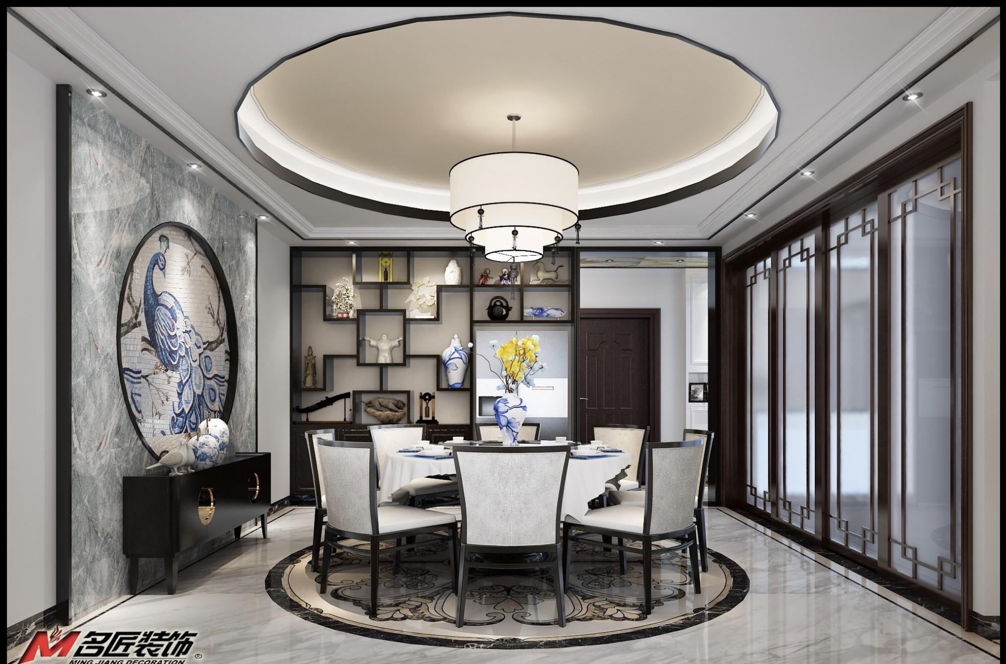 佛山市新希望悅瓏灣新中式風(fēng)格四居室裝修案例