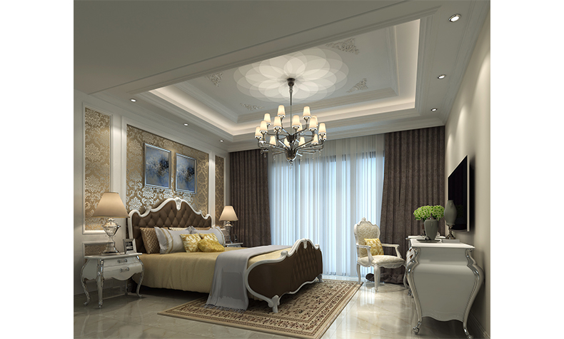 現代歐式風格室內裝修效果圖-綠地海長流三居126平米-臥室 現代歐式風格室內裝修效果圖-綠地海長流三居126平米-臥室