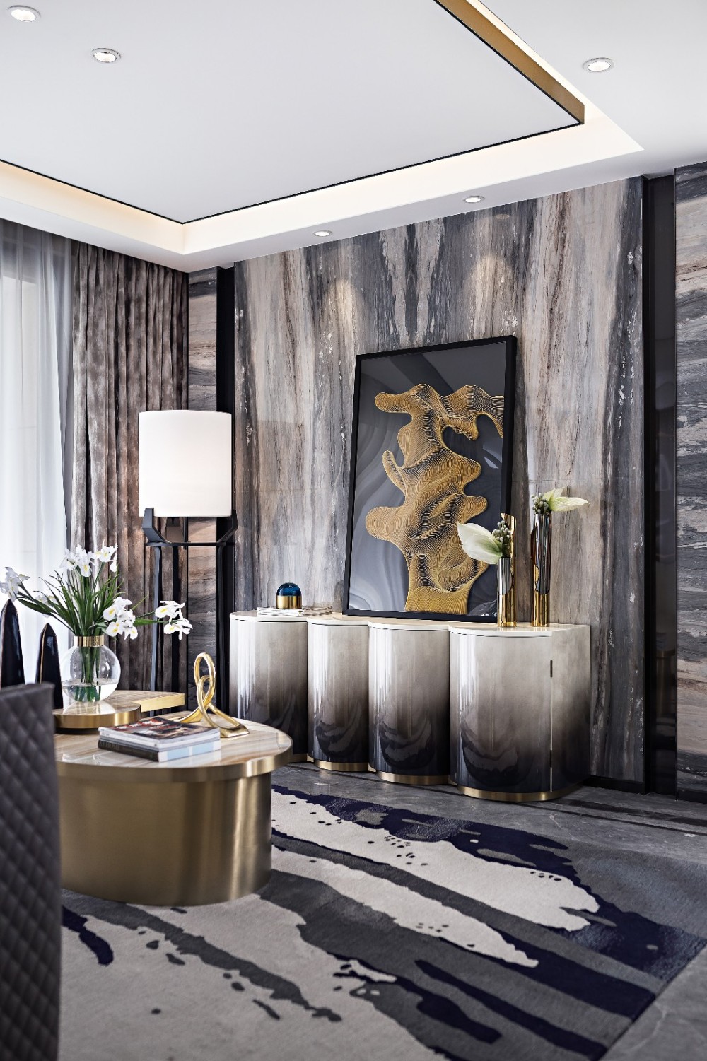 新中式風格別墅室內設計家裝案例-客廳電視背景墻 新中式風格別墅室內設計家裝案例-客廳電視背景墻