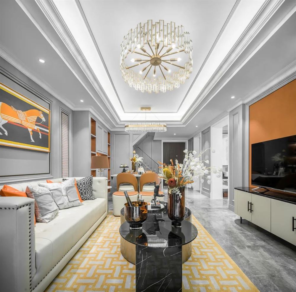 佛山市卓越蔚藍星宸輕奢風格三居室裝修案例