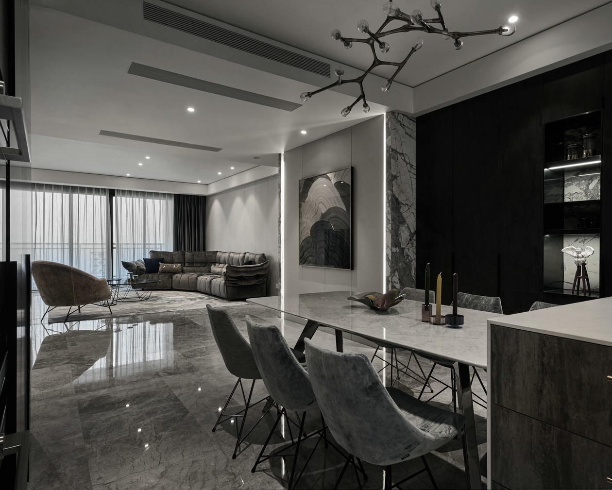 現代奢華輕奢風格家裝設計室內裝修效果圖-客餐廳 現代奢華輕奢風格家裝設計室內裝修效果圖-客餐廳
