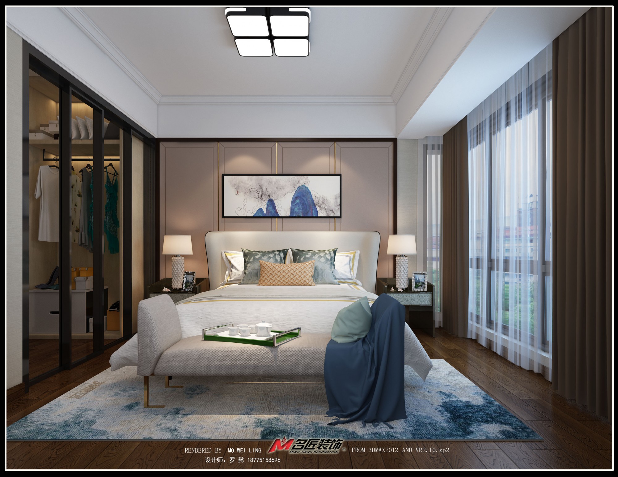 佛山市新希望悅瓏灣新中式風格三居室裝修案例